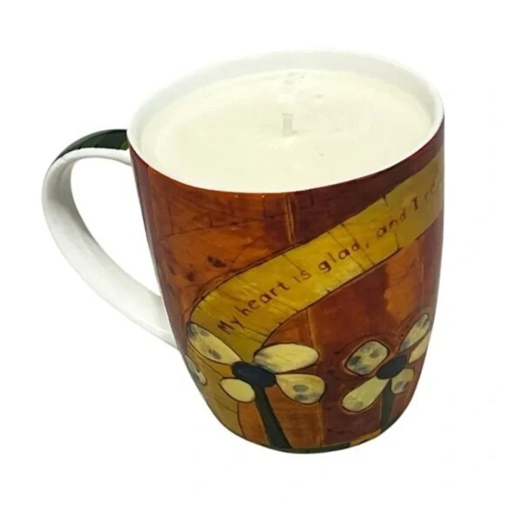 Handmade Mug Candle Cinnamon Scented Christian Gift Scripture Psalm 16:9 B41